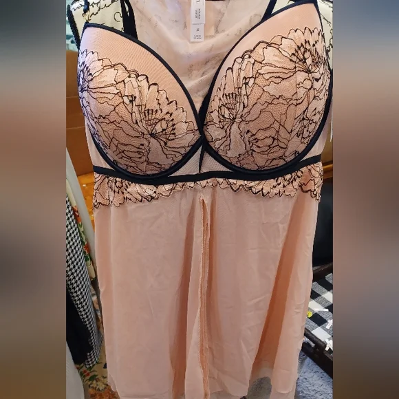 Women's Auden Push-Up Babydoll in Rose 2pc